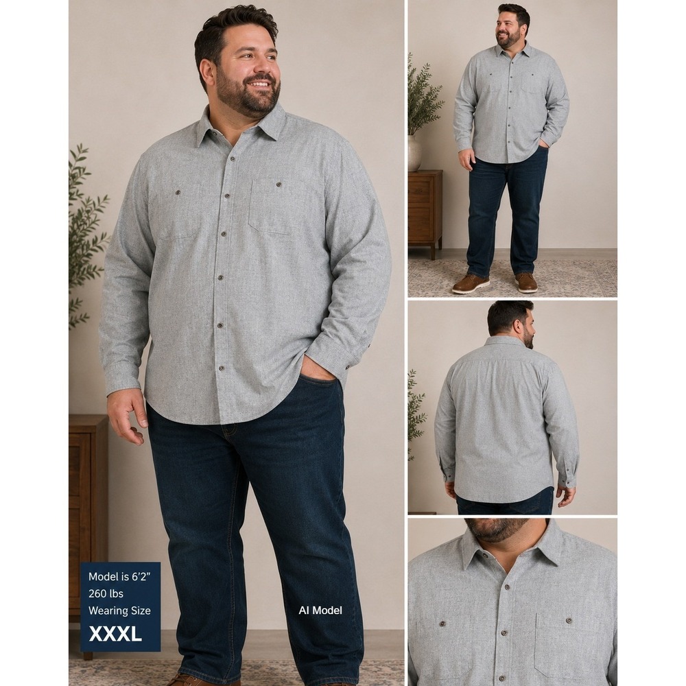 TravisMathew Cloud Flannel Shirt Mens XXXL Gray Cotton Long Sleeve Button Down